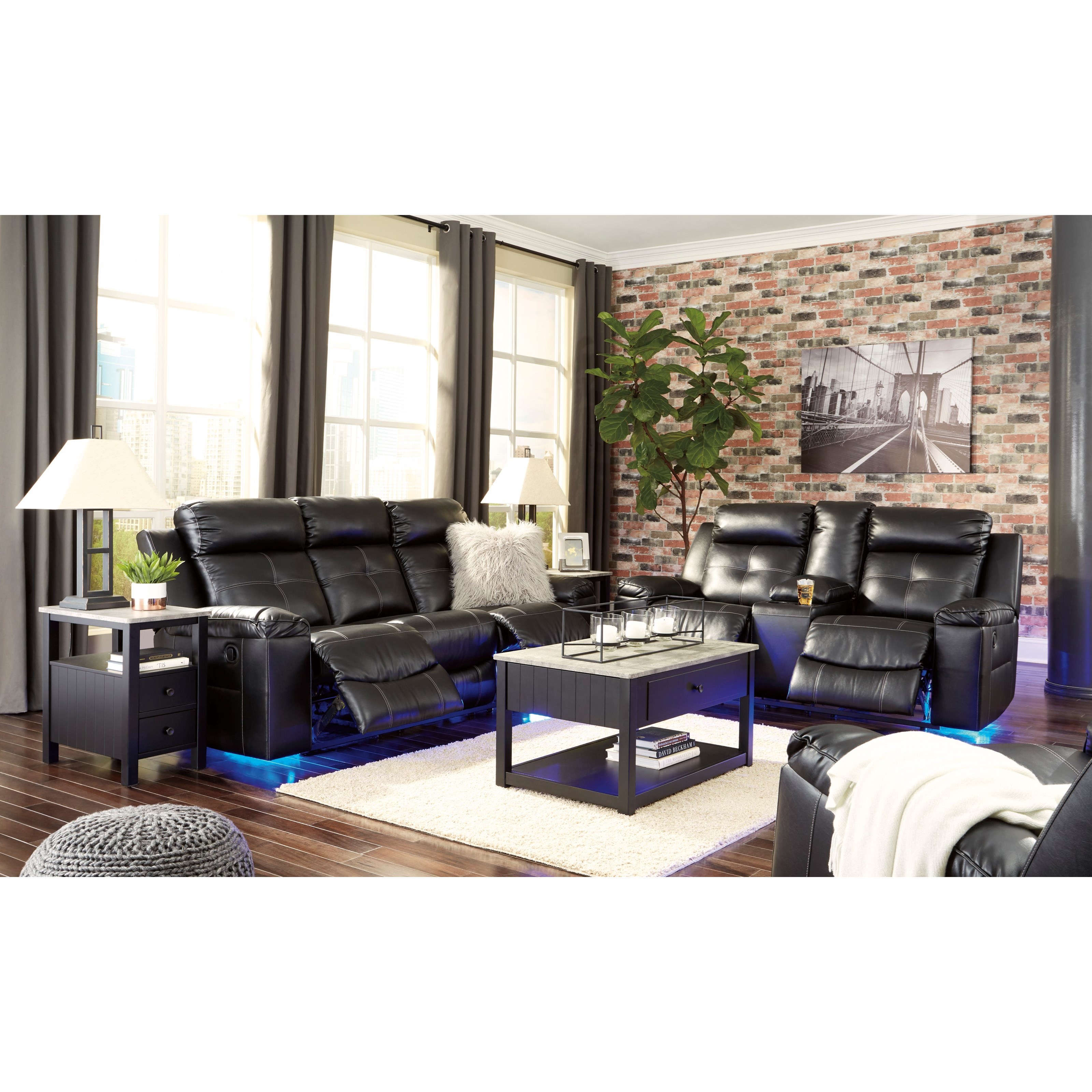 Signature Design by Ashley Kempten 8210594x1 8210588x1 Rawdon Black Reclining Living Room Group Wayside Furniture Mattress Reclining Living Room Group